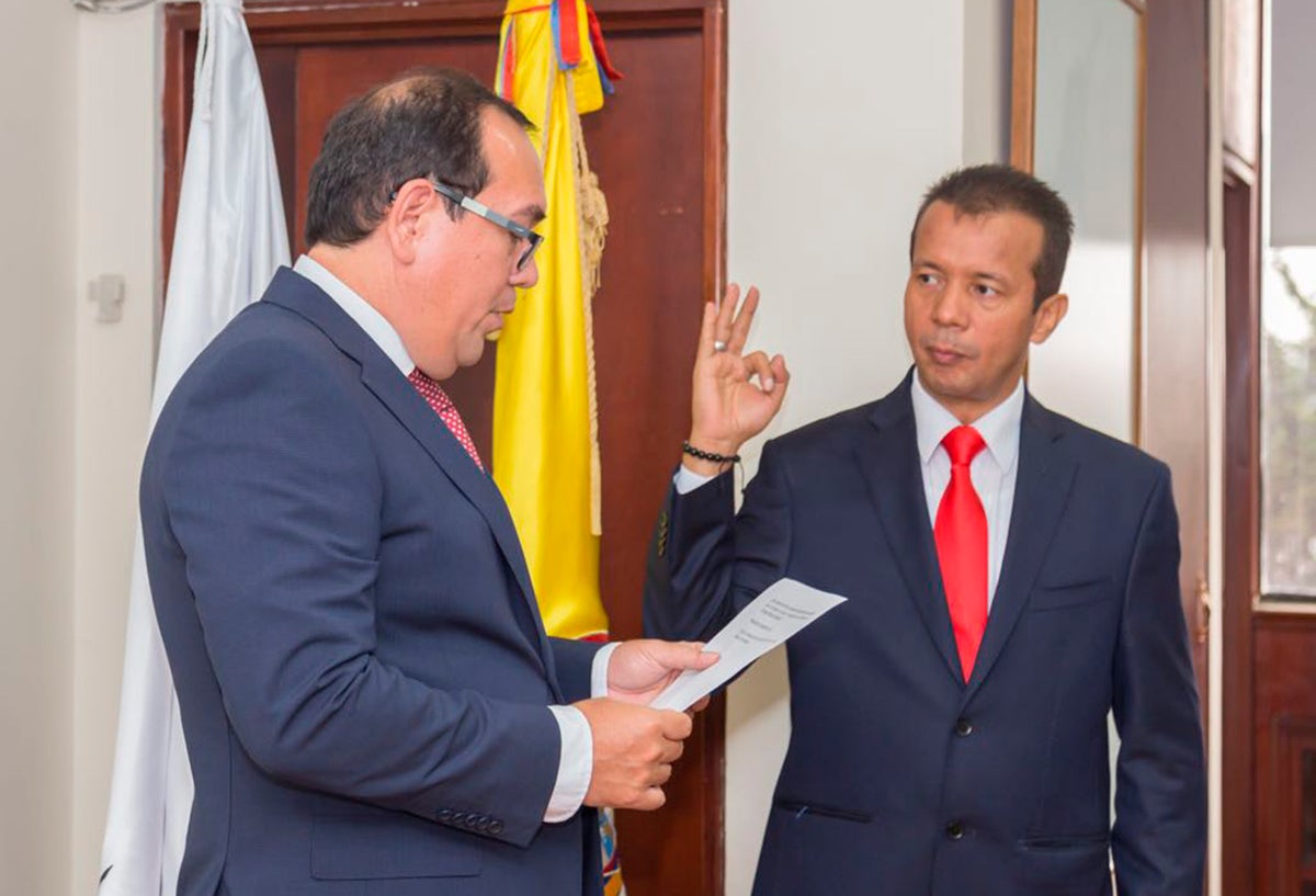 Heriberto Sanabria (a la derecha), presidente del Consejo Nacional Electoral
