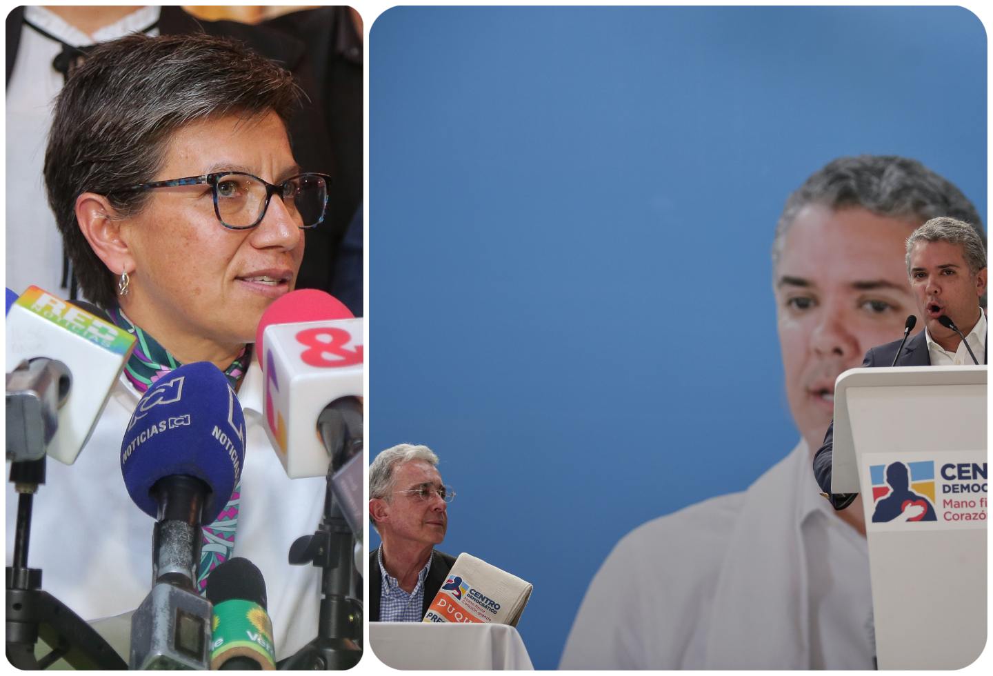 Claudia López e Iván Duque