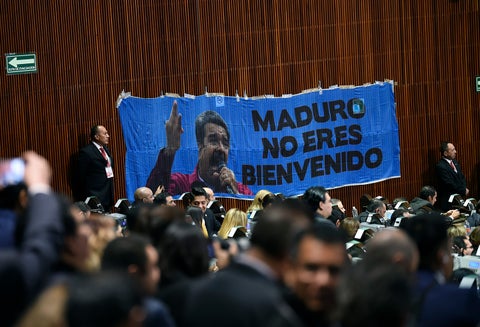 La valla puesta contra Nicolás Maduro en el Congreso de la Unión de Ciudad de México, órgano depositario del Poder Legislativo Federal