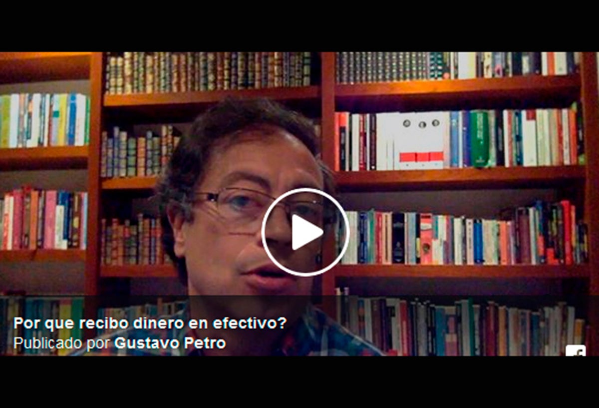 El senador Gustavo Petro en el video que publicó