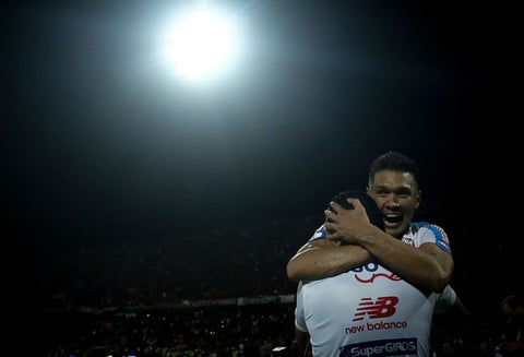 Teo Gutiérrez celebrando octava estrella de Junior