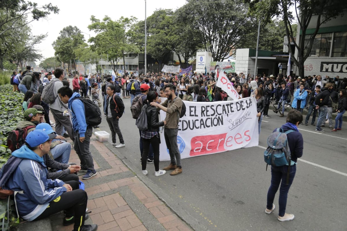 Marcha de estudiantes en Bogotá