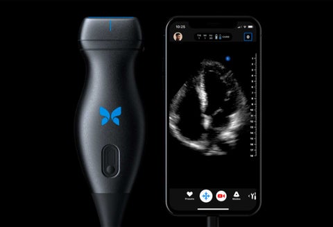 Escáner Butterfly IQ que se conecta a un iPhone