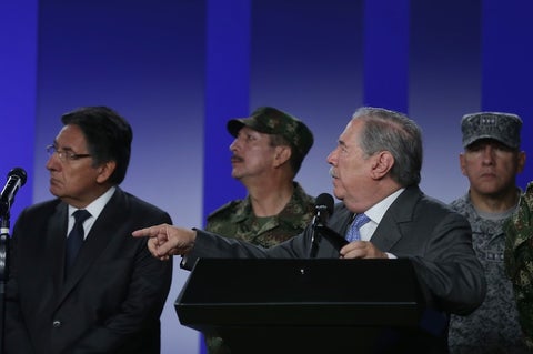 Guillermo Botero, ministro de Defensa, en una rueda de prensa