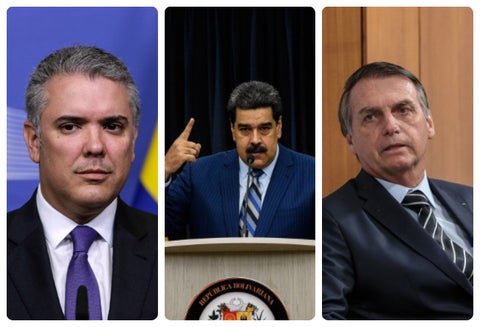 Iván Duque, Nicolás Maduro y Jair Bolsonaro