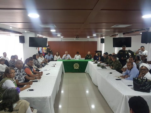 Reunión celebrada en el Comando de la Policía Metropolitana de Santa Marta