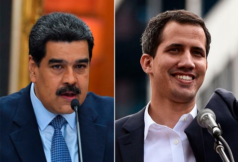 Nicolás Maduro y Juan Gauidó, presidente y declarado presidente interino de Venezuela, respectivamente