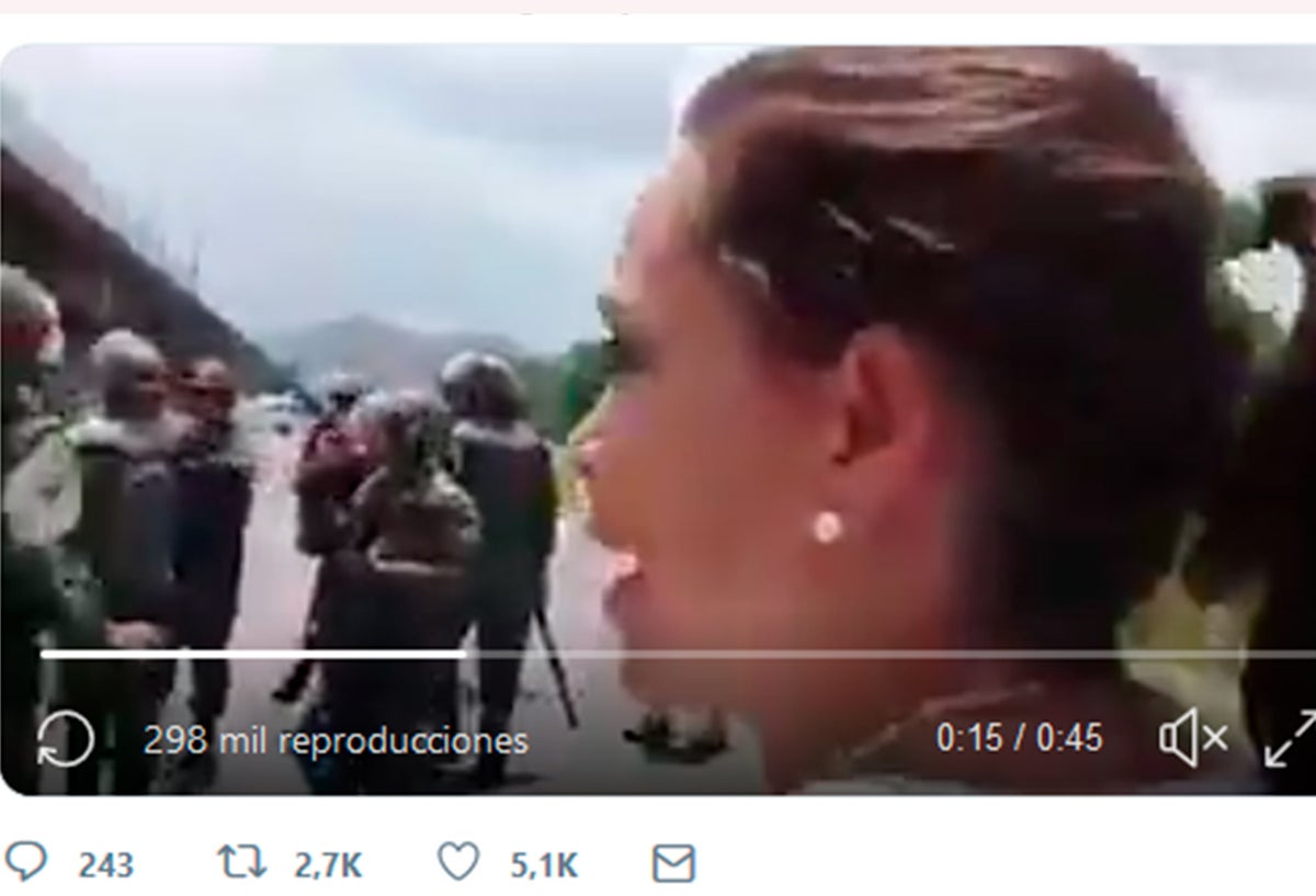 María Corina Machado increpando a los militares venezolanos