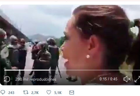 María Corina Machado increpando a los militares venezolanos