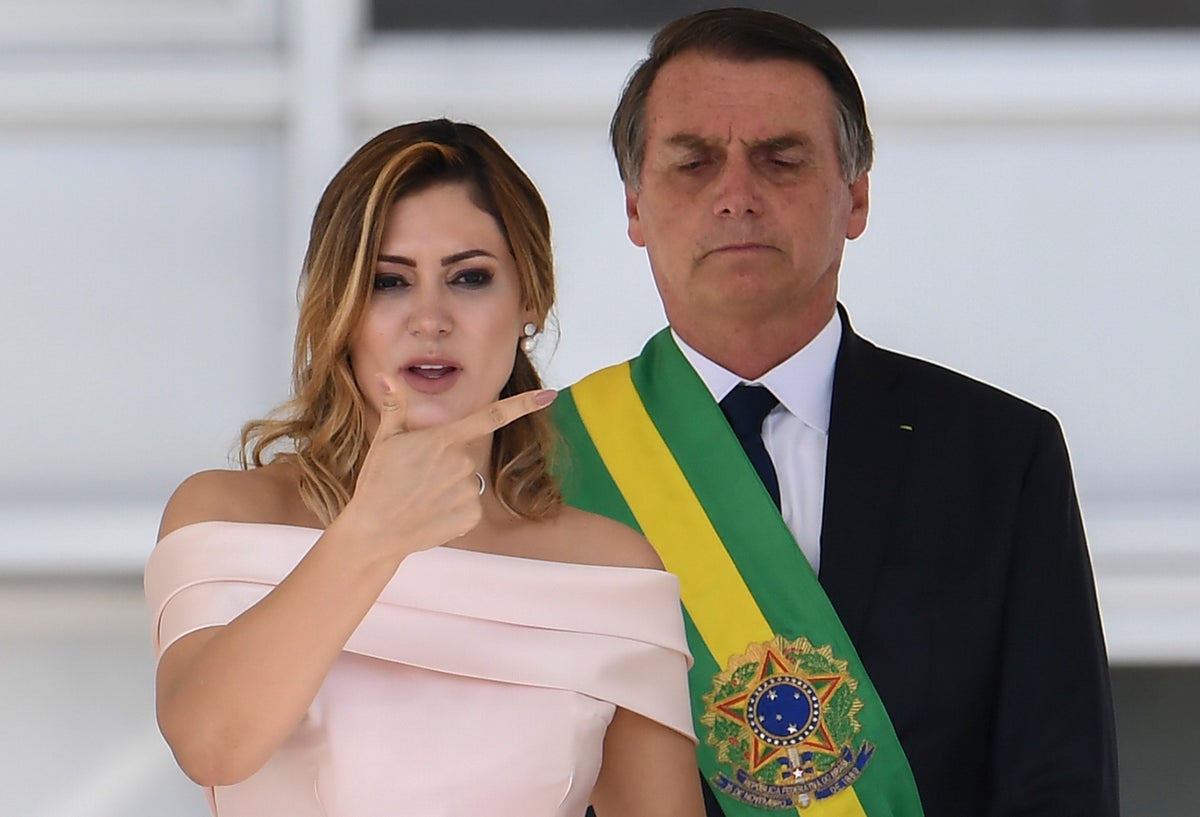 Michelle Bolsonaro, esposa de Jair Bolsonaro, durante la posesión de su esposo como presidente de Brasil