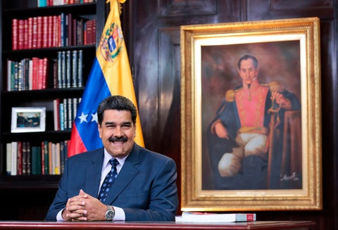 Nicolás Maduro, presidente de Venezuela, en el Palacio de Miraflores, en Caracas