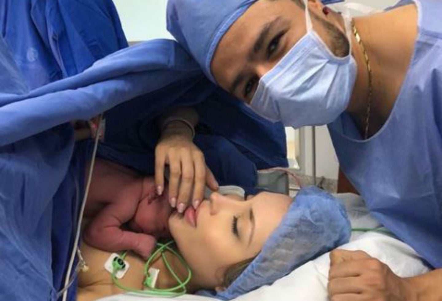 Daniel Calderón en el nacimiento de su segundo hijo, Agustín