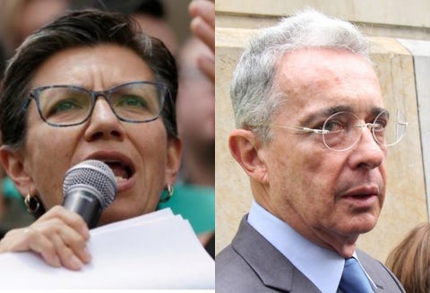 Claudia López y Alvaro Uribe