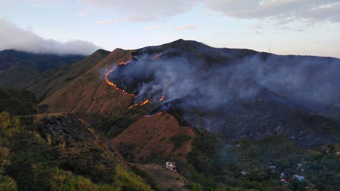 A la zona fueron enviadas dos máquinas extintoras, dos brigadas forestales, una ambulancia y una móvil de logística.