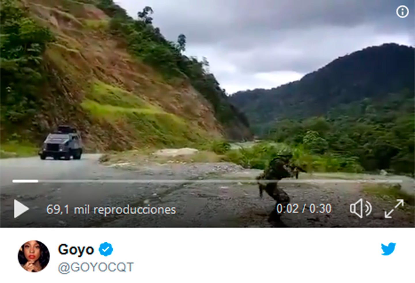 Imagen del video publicado por Goyo, cantante de Chocquibtown