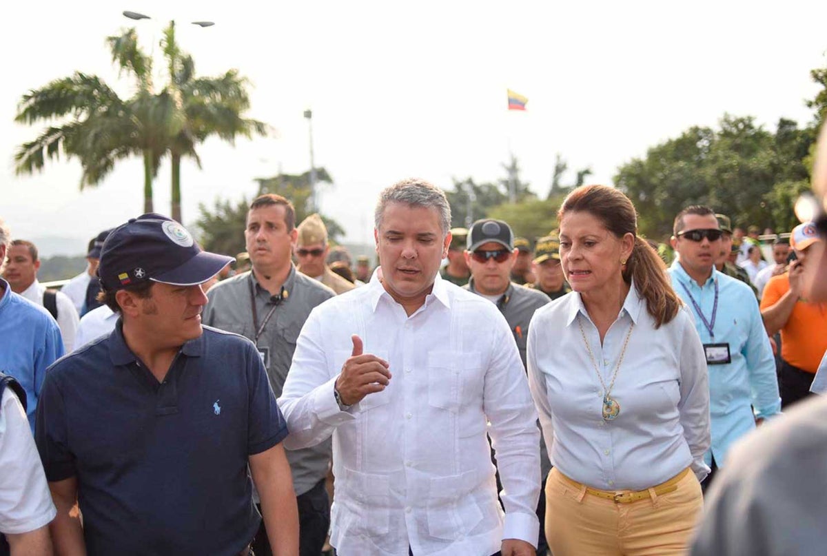 Iván Duque, Marta Lucía Ramírez, y Christian Krüger en la frontera con Venezuela
