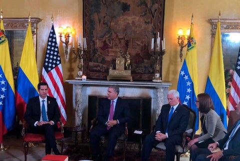 Juan Guaidó, Mike Pence se reúnen en Bogotá