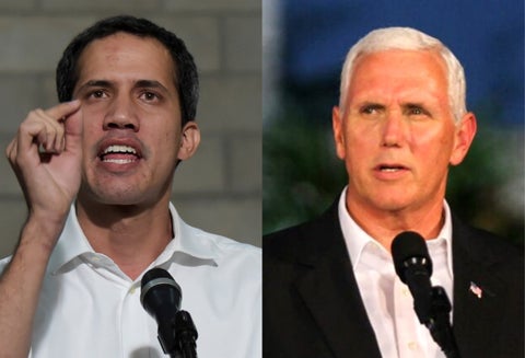 Juan Guaidó y Mike Pence