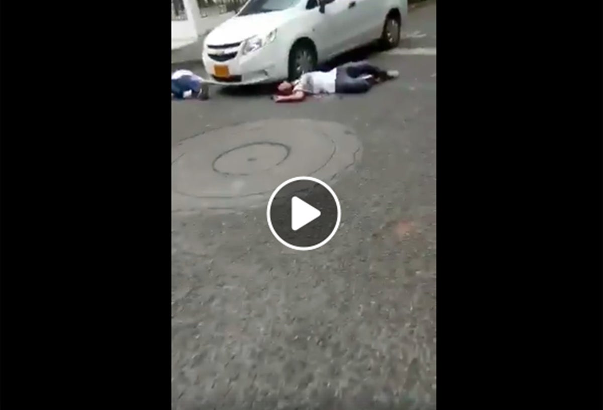 Las imágenes del falso asesinato en la ciudad de Cali