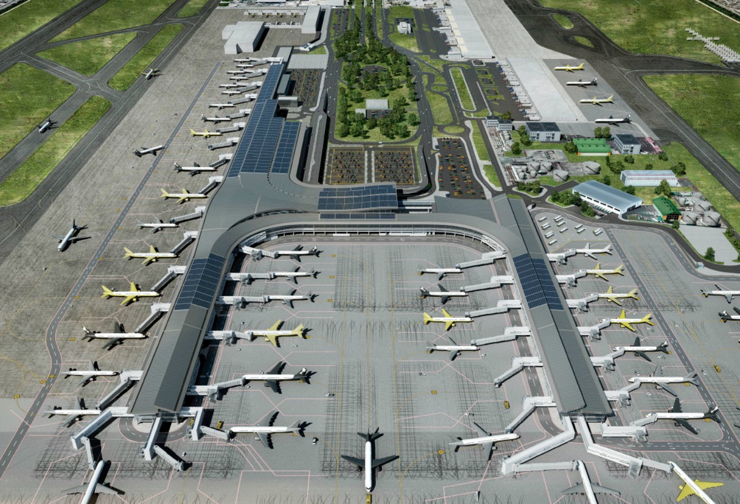 Los páneles solares que estarán en el Aeropuerto Internacional El Dorado