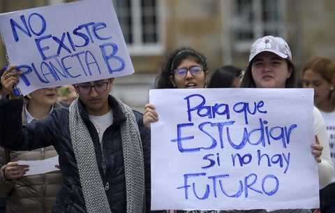 Protestas contra el cambio climático en Bogotá, por parte de jóvenes