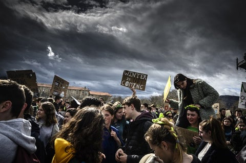 Protestas de jóvenes contra el cambio climático, en Valence (sureste de Francia)