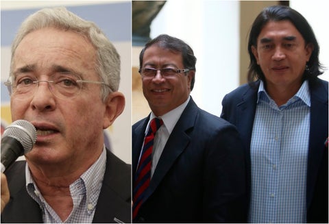 Los senadores Álvaro Uribe, Gustavo Petro y Gustavo Bolívar