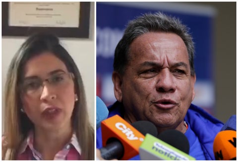 Carolina Rozo, exfisioterapeuta de la Selección Colombia Sub-17 femenina, y el técnico Didier Luna