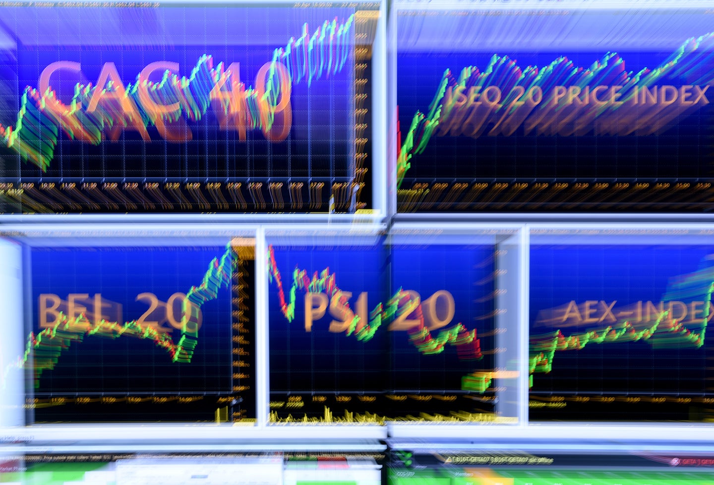 Uno de los páneles indicarores de Euronext