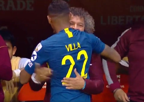 Alberto Gamero y Sebastián Villa en La Bombonera