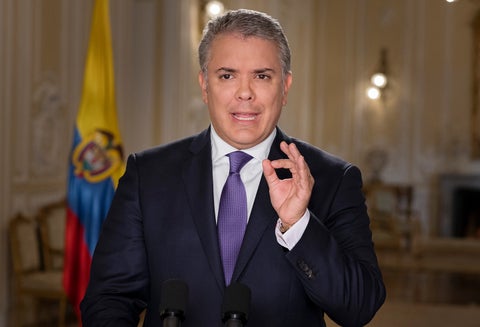 El presidente Iván Duque en la Casa de Nariño, anunciando las objeciones a la Ley Estatutaria de la JEP
