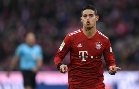 James Rodríguez, futbolista colombiano al servicio de Bayern Múnich, celebrando un gol ante Wolfsburgo