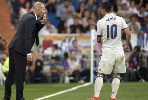 James Rodríguez con Zinedine Zidane