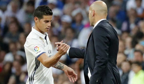 James Rodríguez y Zidane en el Real Madrid