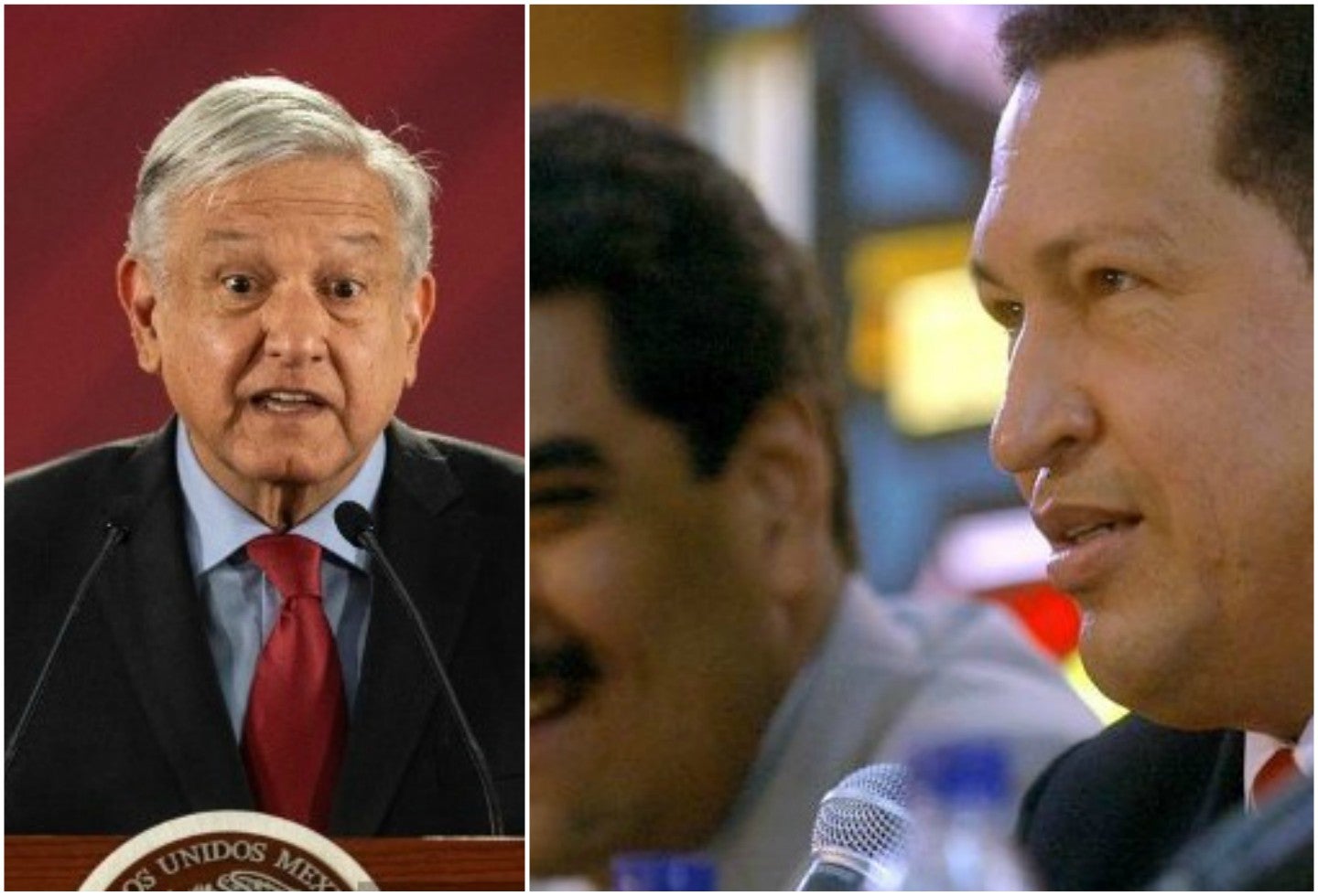 El presidente de México Andrés López Obrador y el fallecido Hugo Chávez