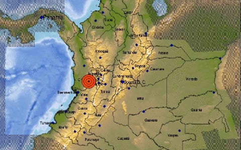 Zona de temblor en Colombia