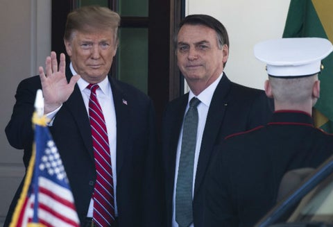 Los presidentes Donald Trump y Jair Bolsonaro en la Casa Blanca