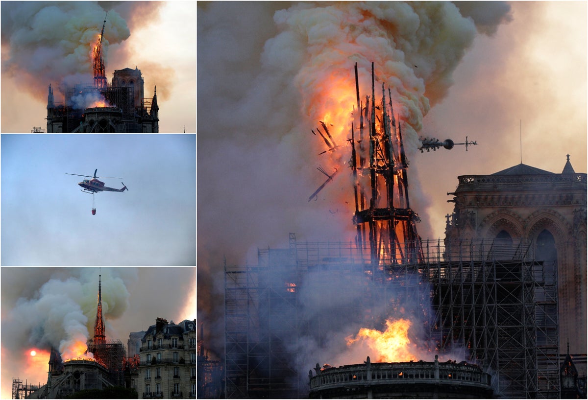 La Catedral de Notre Dame de París, en medio del fuego