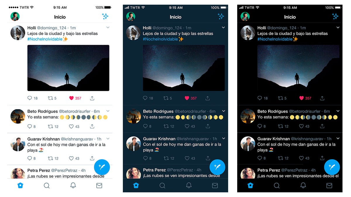 Twitter mejora su modo oscuro