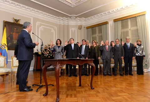El presidente Iván Duque con su gabinete en la Casa de Nariño