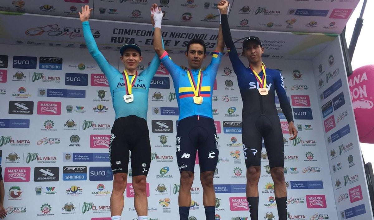 Miguel Ángel López, Daniel Martínez y Egan Bernal