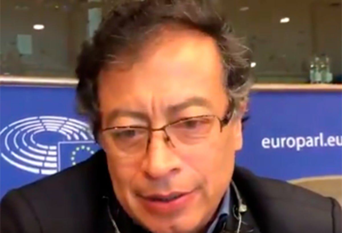 El senador Gustavo Petro en el Parlamento Europeo, en Bruselas (Bélgica)