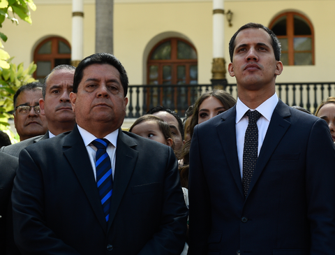 Edgar Zambrano, vicepresidente de la Asamblea Nacional de Venezuela junto a Juan Guaidó