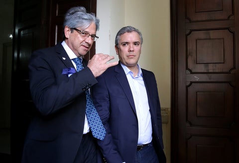 Jaime Amín, alto consejero para la Presidencia de la República, junto al presidente Iván Duque, el 6 de diciembre de 2017 en el Congreso, cuando ambos eran legisladores