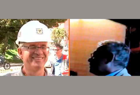 Juan Carlos Montes durante su paso por el IDRD y en el video del caso Gustavo Petro