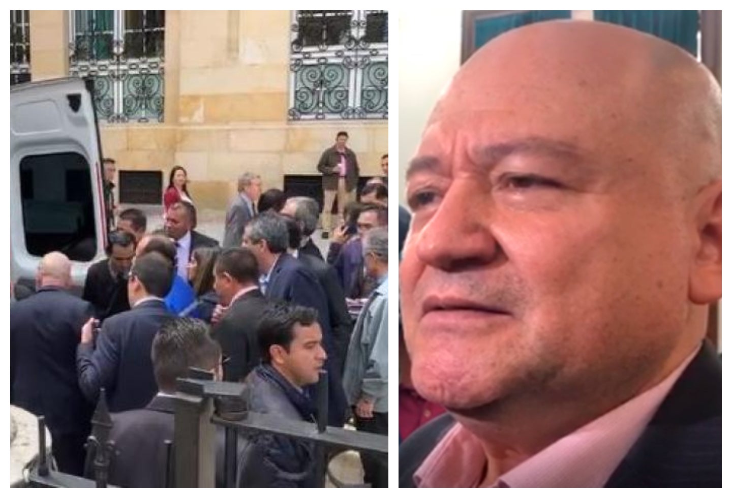 A la izquierda la asistencia al senador José Obdulio Gaviria. A la derecha el senador Julián Gallo