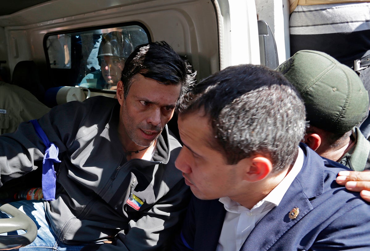 Leopoldo López y Juan Guaidó, el 30 de abril de 2019 en Caracas