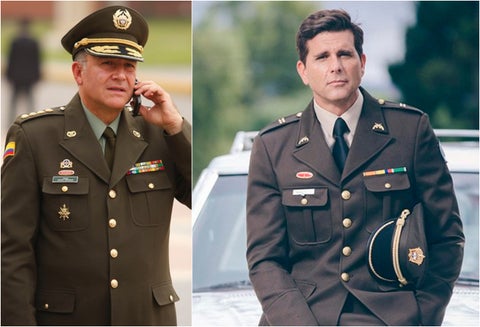 El general retirado Óscar Naranjo y Christian Meier, actor que lo interpreta en la serie 'El general Naranjo'