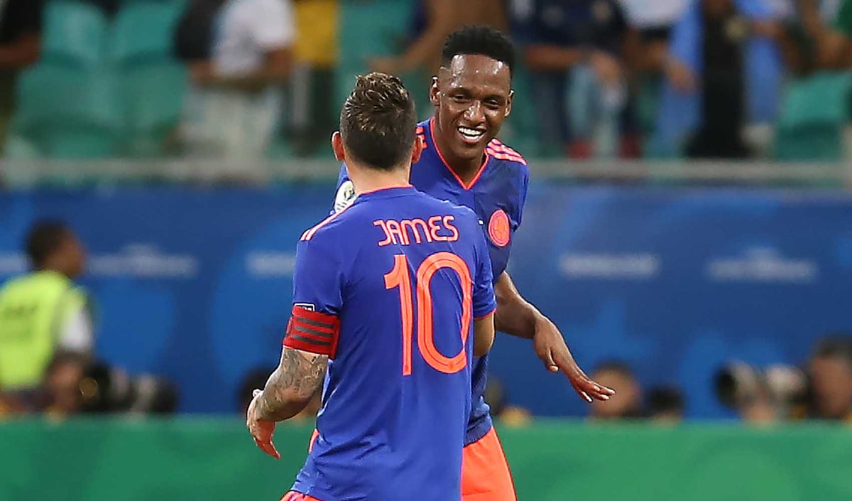 Yerry Mina y James Rodríguez - Selección Colombia