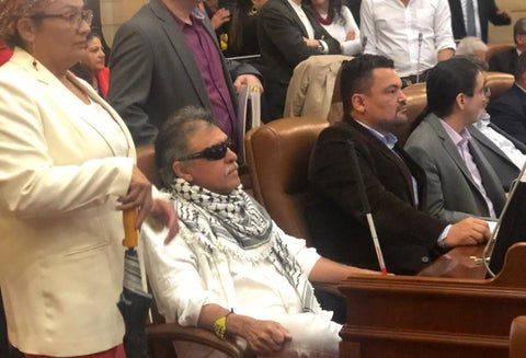 Así fue visto Jesús Santrich en su curul en la Cámara.